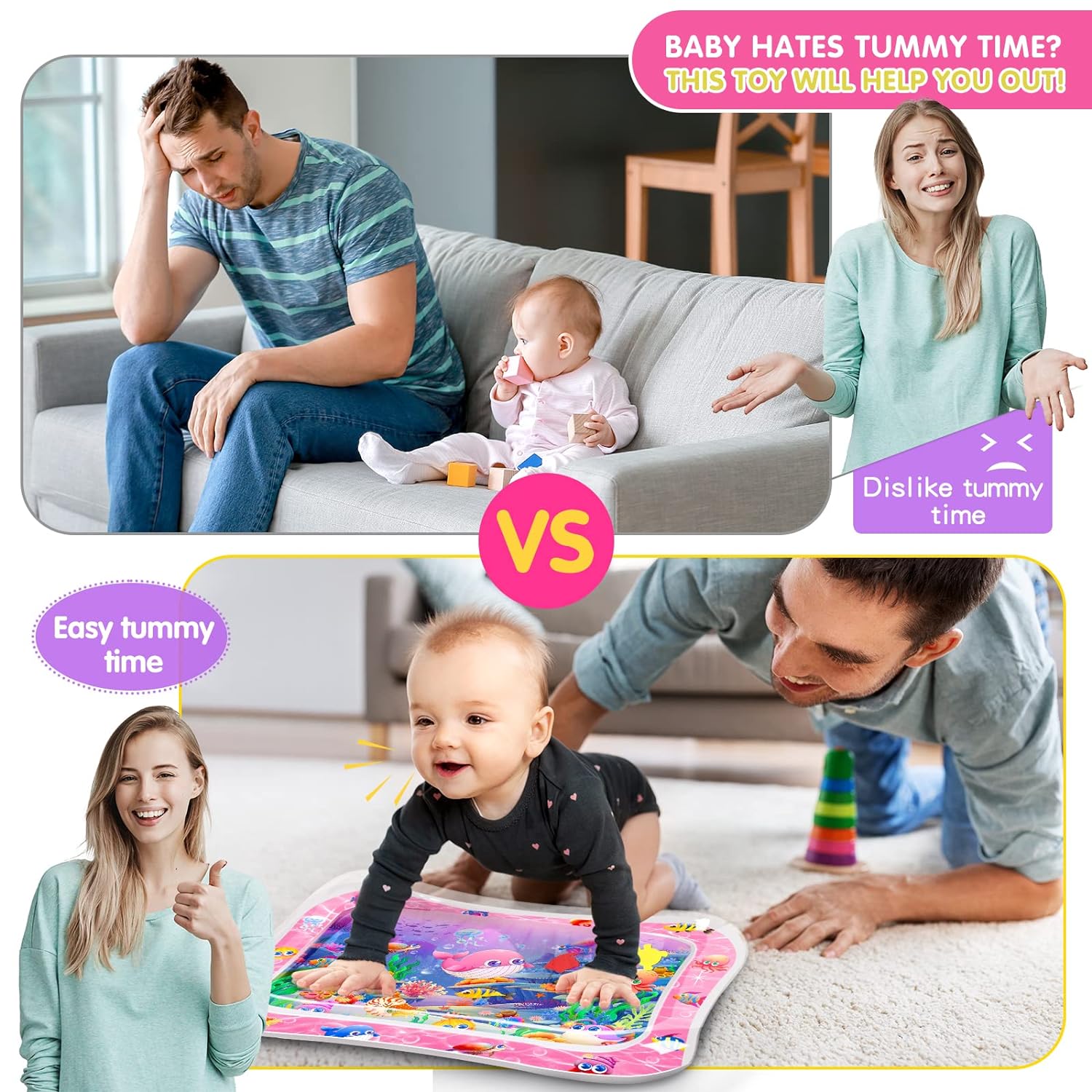 Infinno Inflatable Tummy Time Mat Premium Baby Water Play Mat for Infants and Toddlers Baby Toys for 3 to 24 Months, Strengthen Your Baby's Muscles, Portable - Image 3